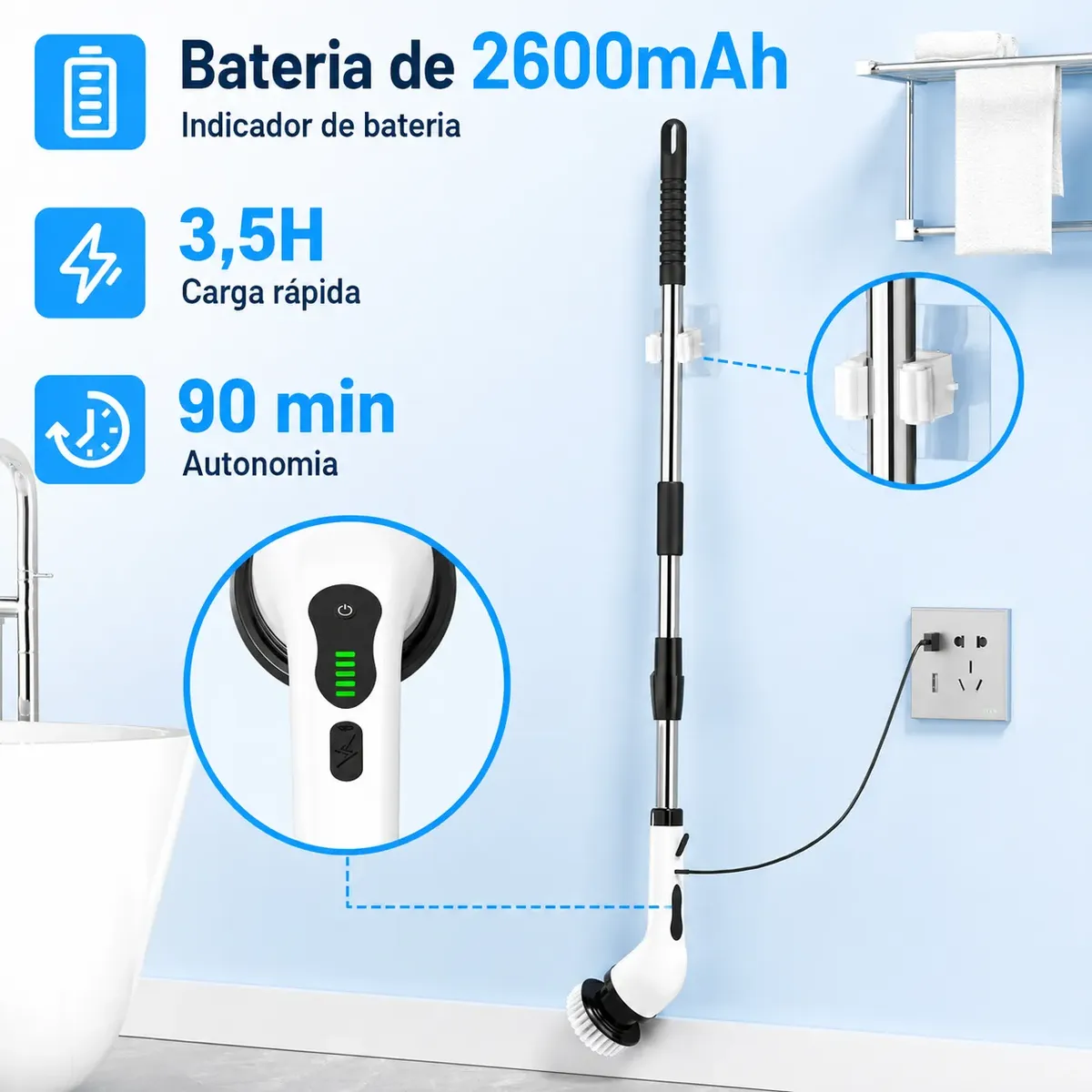 Esfregador elétrico visto de outro ângulo